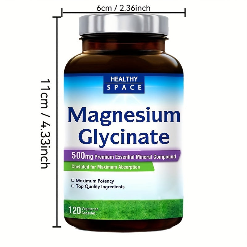 2 Bottles HEALTHY SPACE Magnesium Glycinate | Contains 300mg Of Magnesium Glycinate | Magnesium Supplement |120 Capsules