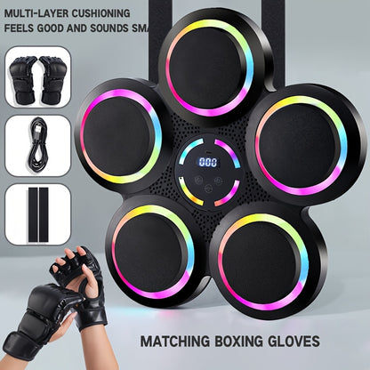 Intelligent Music Boxing Machine, Wall Mounted Boxing Machine, Height Adjustable, LED Intelligent Counting, 9 Modes For Speed Adjustment, 25 Meter Wireless Mobile Music Connection, With Boxing Gloves, Sports Music Boxing Trai