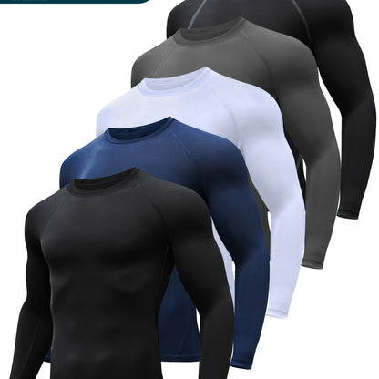 5 Pack Compression Shirts Men Long Sleeve Rash Guard Athletic Baselayer Undershirt Gear Tshirt For Sports Workout