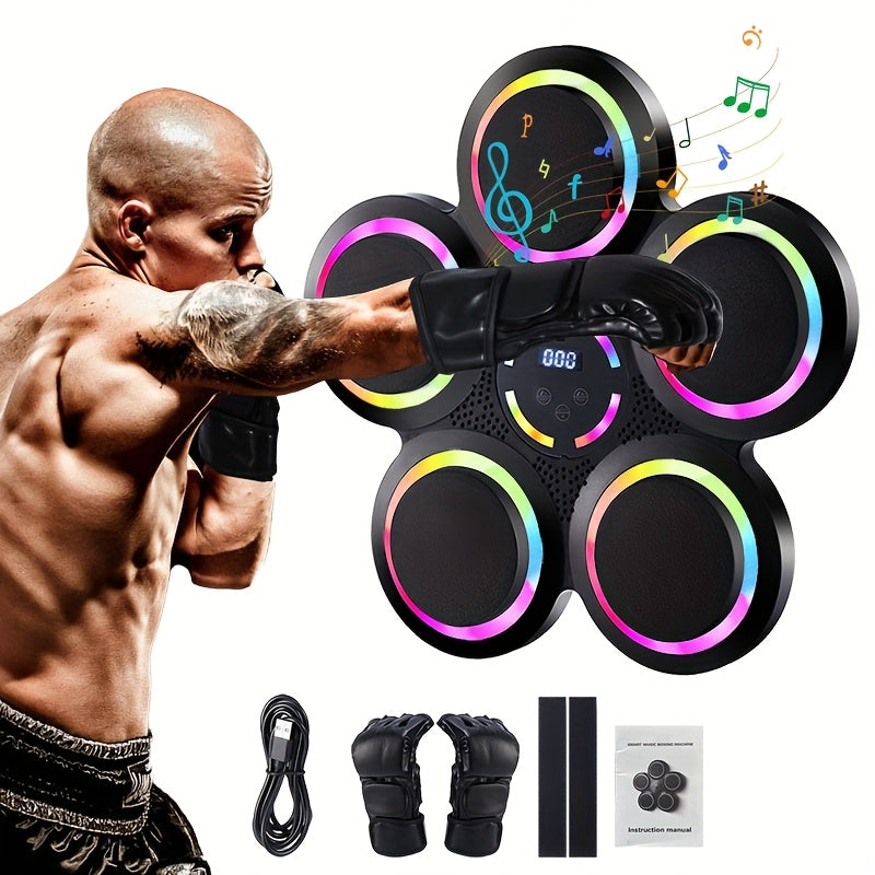 Intelligent Music Boxing Machine, Wall Mounted Boxing Machine, Height Adjustable, LED Intelligent Counting, 9 Modes For Speed Adjustment, 25 Meter Wireless Mobile Music Connection, With Boxing Gloves, Sports Music Boxing Trai