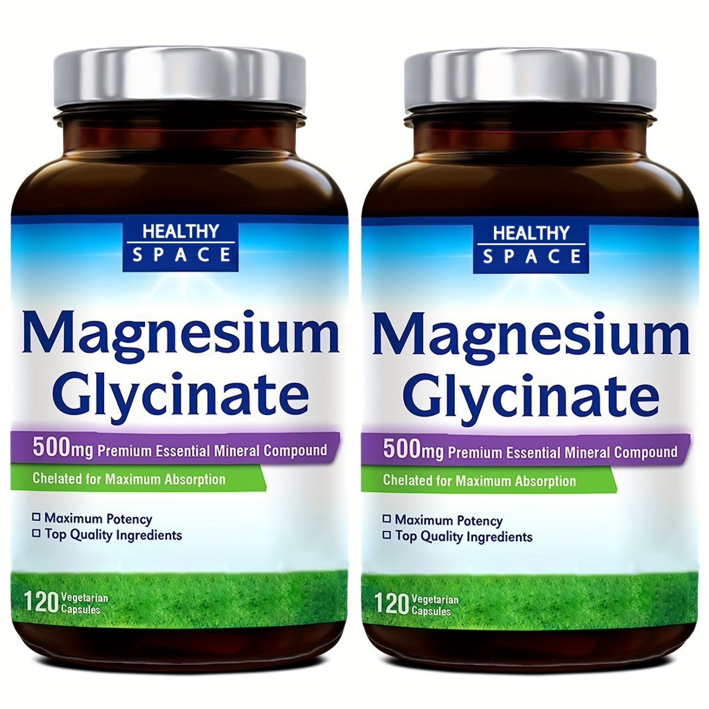 2 Bottles HEALTHY SPACE Magnesium Glycinate | Contains 300mg Of Magnesium Glycinate | Magnesium Supplement |120 Capsules